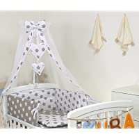 Pro Cosmo 10 Piezas Juego de Ropa de Cama para Cuna 120 x 60 cm Bebé Edredón Dosel Protector Estrella Gris